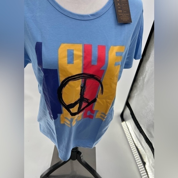 Comfy Sparrow Peace Logo Love Crew T.Shirt - Light Blue XL NWT - Picture 5 of 9